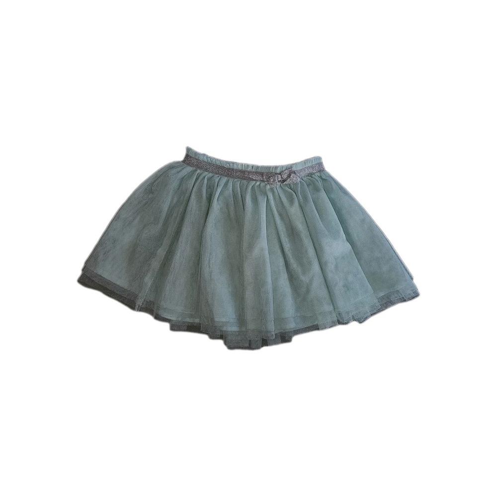 Genuine kids Girls Size 3T Teal SILVER Soft Tule Lined Skirt #13